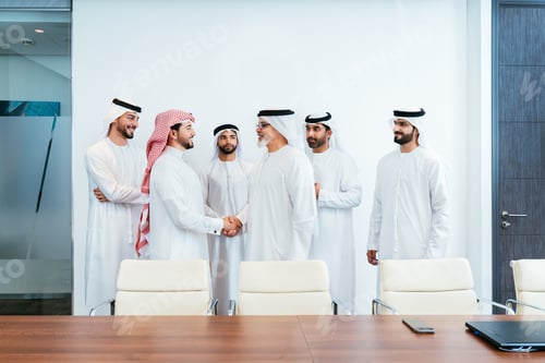 Preview: Group of corporate arab businessmen meeting in the office