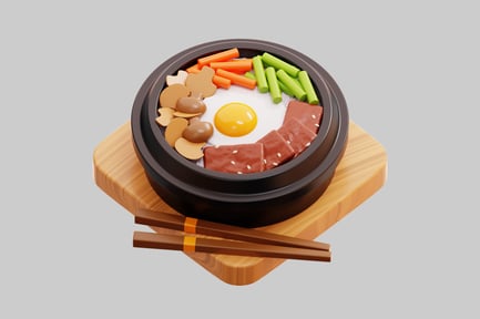 Preview: 3D Stylized Korean Bibimbap Bowl