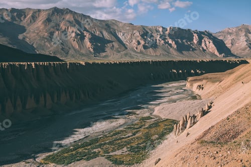Preview: beautiful natural formations and mountain river in Indian Himalayas, Ladakh region