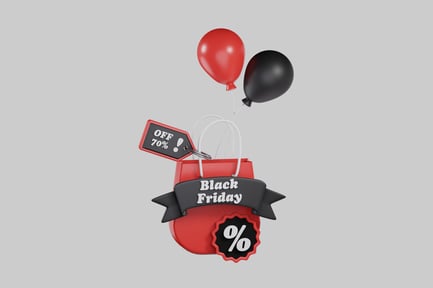 Preview: Black Friday Shopping Bag with Balloons