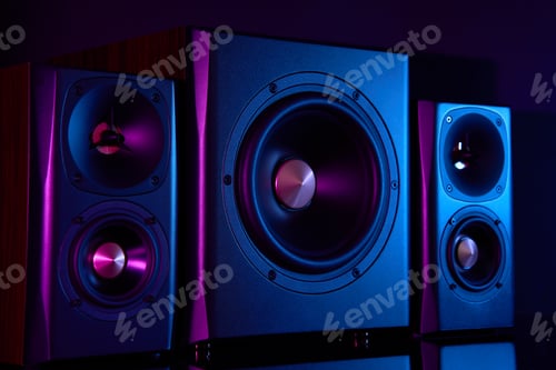 Preview: Multimedia acoustic sound speakers with neon lighting
