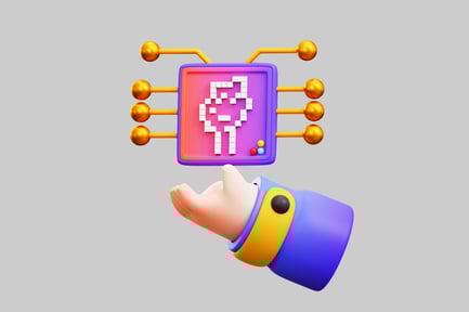 Visualização: Conceito de inteligência artificial com mão