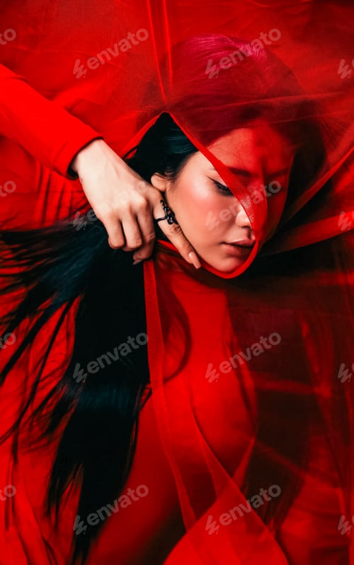 Preview: Portrait of Young woman Posing for New Year & Christmas