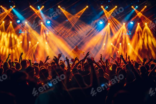 Preview: Concert crowd dancing and having fun while performer is singing on stage.