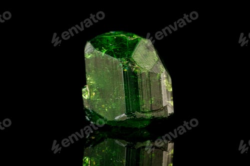 Preview: macro mineral stone tourmaline on a black background