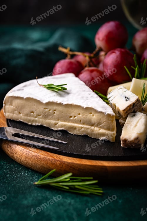 Preview: Different types of cheese, wine and grapes