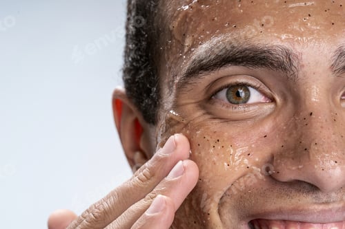 Preview: Man feeling happy caring of his skin