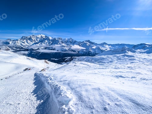 Preview: Mountains and skiing in Les Contamines, French alps.