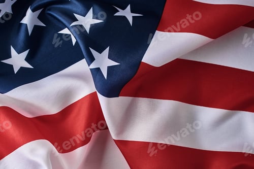 Preview: American flag background. USA flag waving, closeup