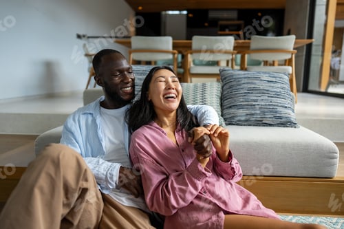 Preview: Interracial couple embracing celebrating love, diversity, and unity in a supportive relationship