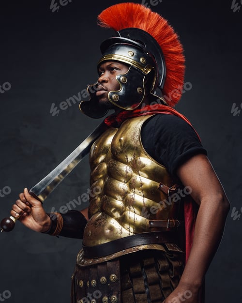Preview: Roman warrior holding gladius on his shoulder