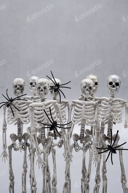 Preview: Halloween Skeletons. Party Invitation Template.