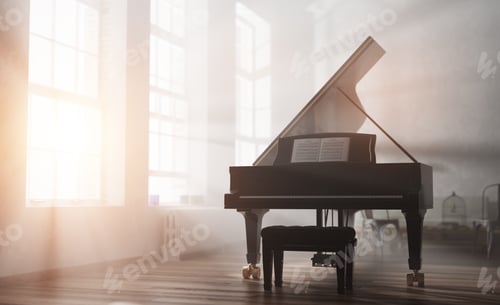 Preview: Classic grand piano in classical style room interior