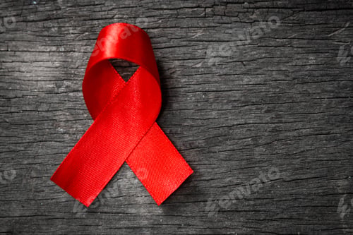 Preview: Red ribbon for world aids day awareness campaign background.
