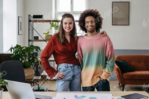Preview: Portrait of young colleagues in their creative studio.