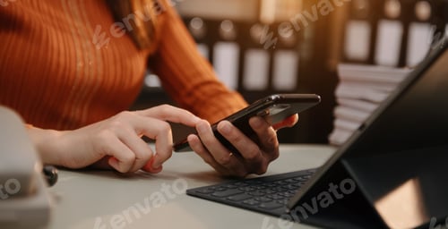 Preview: woman hand using smart phone, tablet payments and holding credit card online shopping