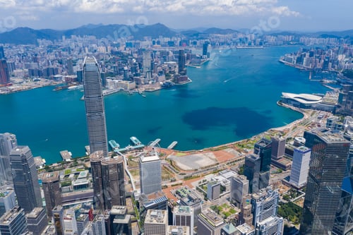 Preview: Central, Hong Kong 15 July 2020: Top view of Hong Kong city