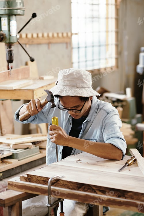 Preview: Carpenter Workng with Wood