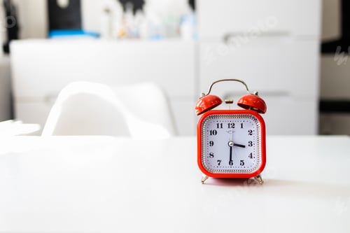 Preview: The table clock which is put in the room, time management concept.
