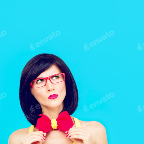 Preview: colorful portrait of funny girl thinking