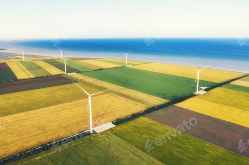 Preview: A view from the air on a wind power plant. Alternative energy sources