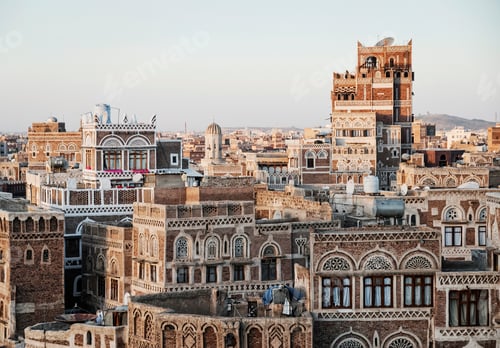 Preview: view of central sanaa city old town skyline in yemen
