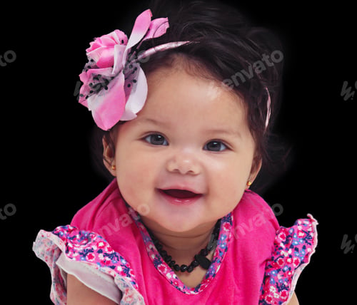 Preview: Shes a sweetie. Studio portrait of an adorable baby girl isolated on black.