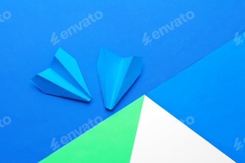 Preview: Business leadership ,financial concept. Blue paper plane