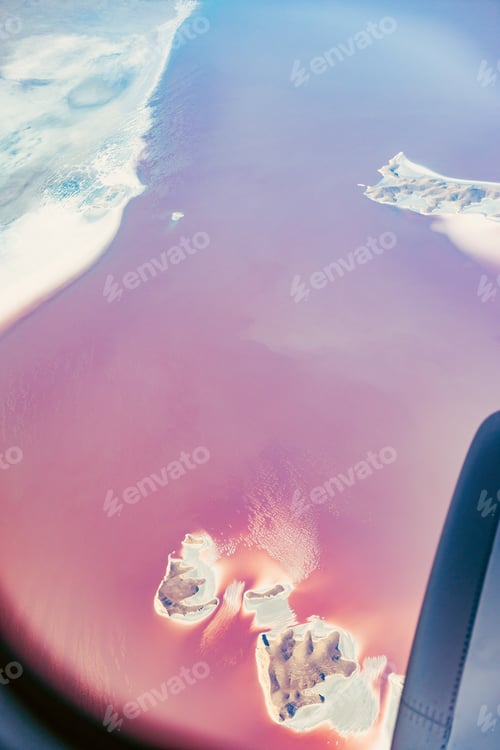 Preview: Aerial View Of Lake Urmia From Window Of Plane. Beautiful Lake Urmia Is An Endorheic Salt Lake In