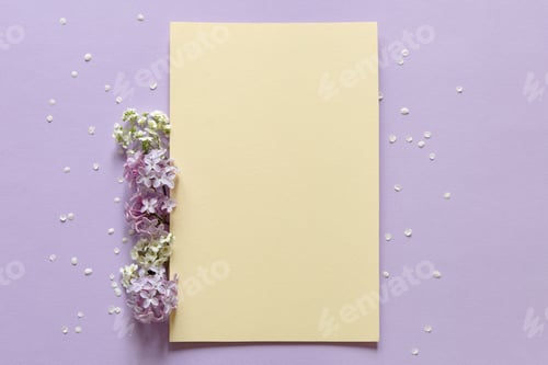 Preview: Floral Mockup with Lilac Flowers on Purple Background