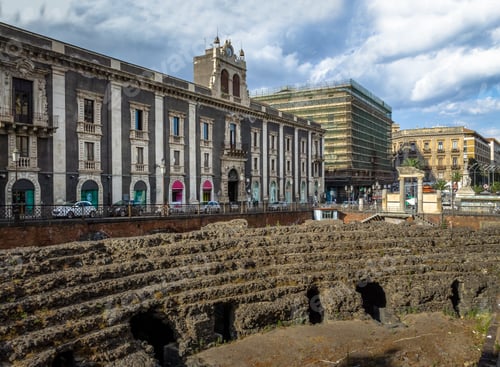 Preview: Ruins of the Roman Amphitheater at the Stesicoro Square - Catania, Sicily, Italy