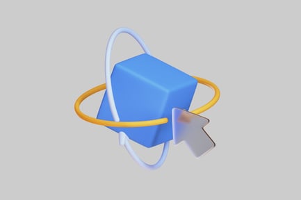 Cube and click symbol