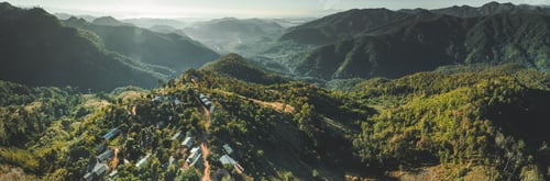 Preview: Settlement among Thailand wild nature. Aerial shot