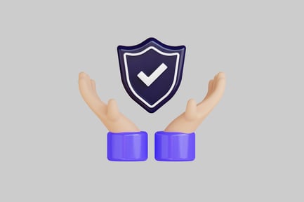 Preview: Hands holding security shield checkmark