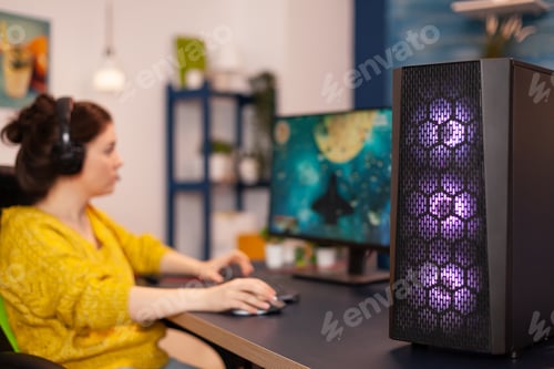 Preview: Powerful gaming unit with colorful RGB lights prepared for gaming tournament