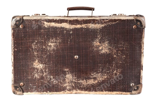 Preview: Vintage Textured Suitcase Isolated on White Background