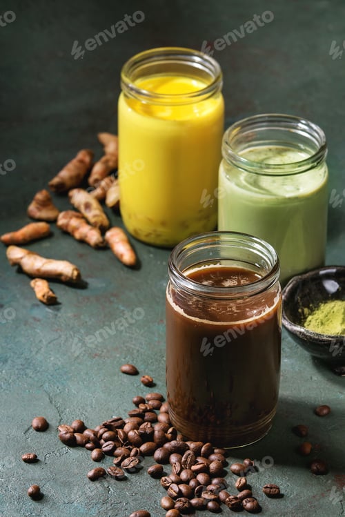 Preview: Variety of iced latte drinks.