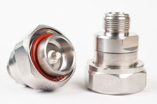 Preview: High frequency connectors component with a shiny copper nickel plating covering