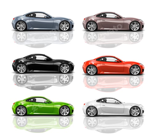 Preview: Collection of Multicolored 3D Modern Cars