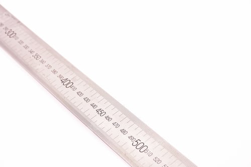 Preview: Detail hand ruler to measure in centimeters on a white background, copy and paste space