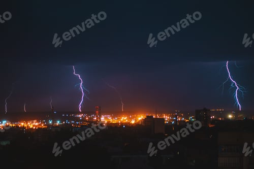 Preview: Beautiful Lightening under night city