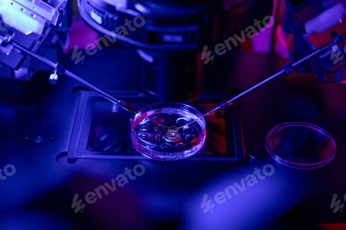 Preview: Embryologist removing few cells from outer layer of embryo