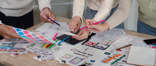 Preview: Brainstorm team of creative web graphic designer planning, Group of mobile phone app developer team