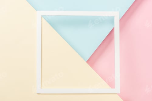 Preview: white paper square frame on blank colorful papers