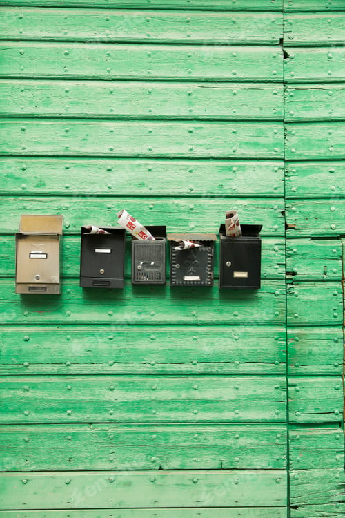 Preview: Mail boxes on wooden wall