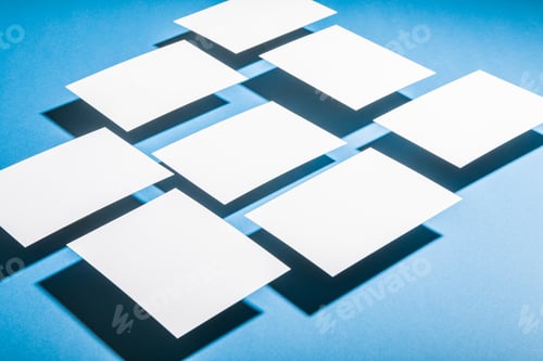 Preview: Mock-up isolated on blue background. Identity set mock-up with shadows. Photo mock up.