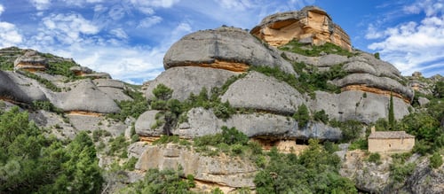 Preview: View of amazing stone mountains in Serra del Montsant in Catalonia, Spain