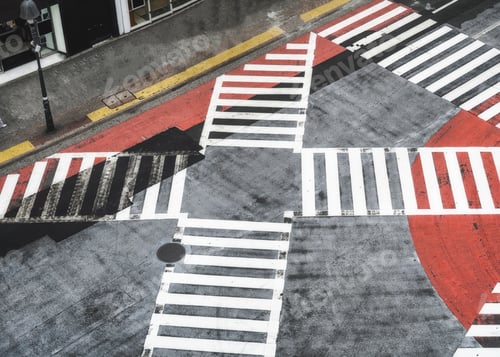 Preview: Empty crosswalks on dirty road in downtown during disaster and pestilence