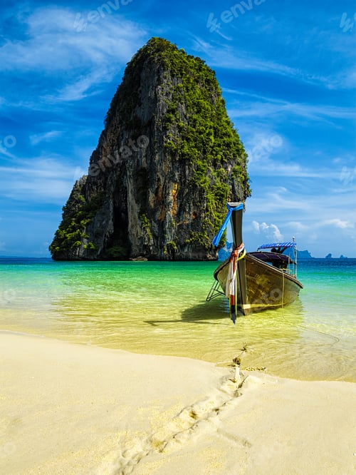 Preview: Long tail boat on beach, Thailand