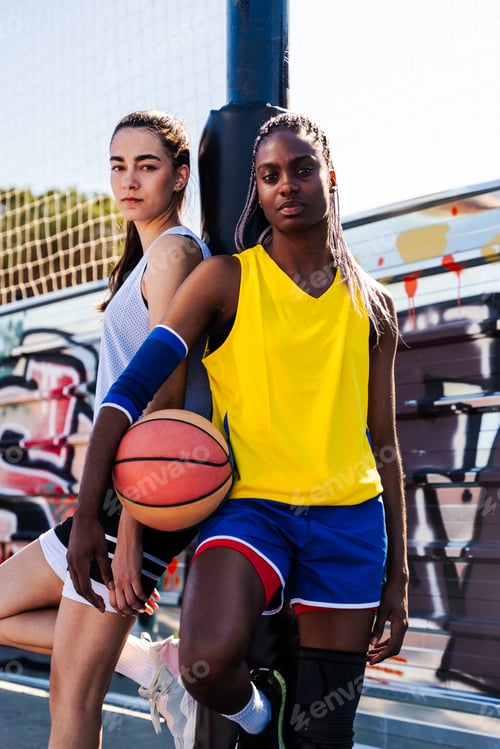 Preview: Female basketball players training at city basketball court